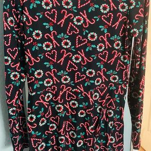 Festive Candy Cane and Wreath Print Dress